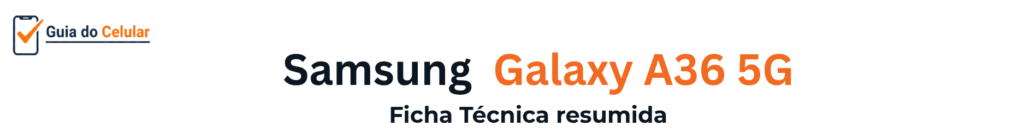 Logotipo do Guia do Celular à esquerda com o título centralizado 'Ficha Técnica e Destaques do [Nome do Celular]', dando início à análise do especialista.